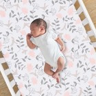 Lambs   Ivy Petals White pink gray Floral 100  Cotton Fitted Crib toddler Sheet