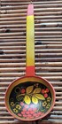 Khokhloma Russian Wooden Hand Painted 10 5  Spoon Floral Black Gold Red-vintage