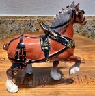 Metlox Clydesdale Budweiser Draft Horse Ceramic Figurine Repaired As Is 