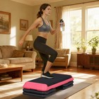 43   Exercise Aerobic Step Platform Adjustable Fitness Stepper W 4 Risers Pink