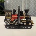 Pair Of Vintage Cast Iron Bookends Locomotive Train Railroad Home Decor