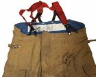 54x29 Quaker Firefighter Turnout High Back Pants Brown  With Suspenders P1454