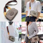 Crossbody Shoulder Strap Replacement     Green Brown Web Style Leather  no Logo 
