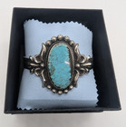 Stamped 925 Sterling Silver Turquoise Bracelet Cuff Silver      Non-native Gift