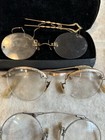 Vintage Gold Filled Eyeglasses Civil War  Era One  50s One In Case Fancy Clip  5