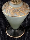 Antique Vintage Perfume Spray Bottle With Brass And Glass Flower Topper