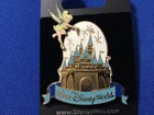 Disney Pin - Wdw Tinker Bell   Movable  Flying Over Gold Cinderella Castle 2006