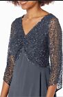 J Kara Mother Of The Bride groom 3 4 Sleeve V-neck Beaded Top Long Gown Size 12
