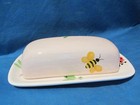 Spring summer Insects Hand Painted Ceramic Butter Dish   Lid-home Internationals