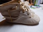 Antique 5  Kid Leather Baby Toddler Shoes White Flower Cut Outs-doll child