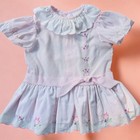 Vintage 1980s 2t Pink Tulip Floral Lace Scalloped Collared Dress Bow Pinstripe