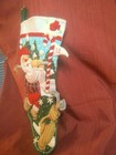 Bucilla Felt Christmas Stocking 18 Inch  Completed Handmade Beaded And Sequined