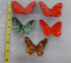 Lot Of 5 Vintage Large Cermaic Butterfly Macrame Beads   Butterflies