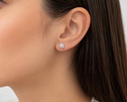 Round Solitaire Crown Stud Earrings 925 Sterling Silver Men Women Fine Jewelry