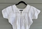 Vintage Crochet Lace White Cotton Nightgown Handmade Boho Prairie Cottagecore