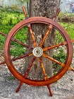 Large Wooden Ship Wheel 36 Inch Vintage Nautical Wall Decor Handcrafted Wheel