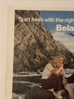 1972 Belair Menthol Cigarettes Print Ad Couple Rocks Ocean Vtg 1970s Start Fresh