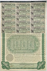 Antique 1885 West Shore Railroad  1 000 Gold Bond Certificate W  Coupons            