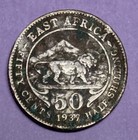 1937-h East Africa 50 Cents Billon Silver Coin