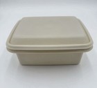 Vtg Tupperware Keeper Freeze N Save Container W Lids Set Of 2 Almond clear 1254