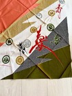 Japanese Furoshiki Wrapping Cloth Cotton 28 x28  Orange Green Kotobuki Lucky