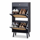 Modern Shoe Cabinet Freestanding Shoe Rack W 2 Flip Drawers For Entryway black
