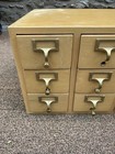 Vintage Solid Blond Oak 9 Dovetailed Drawers File Cabinet