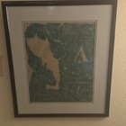 Framed Southeast Asian Traditional Paintings On Paper  Set Of 3  Green Gray