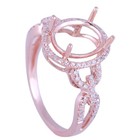 10x8mm Oval Semi Mount Ring 925 Sterling Silver Rose Gold Solitaire Halo Ring