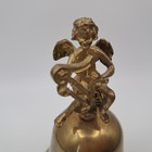 Vtg Silvestri Brass Cherub Angel Playing Harp Bell Figural 4 5  Hong Kong Label
