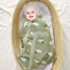 Hadetoto 100  Cotton Baby Blanket Knit Soft Cozy Baby  Sheep - Light Green