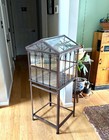 Vtg Old Metal   Glass Terrarium On Stand   Wardian Case On Stand