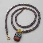 Vintage African Style Glass Beads With Old Face Glass Pendant