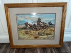 Original Charles M  Russell Framed Print Indian Women Traveling 1897 