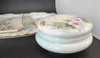 Antique 7 Pc Dresser Vanity Set   Limoges France  Floral  Gilded Wg co   T v  Av