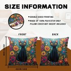 Cute Cat Pillow Covers 18x18 Inch Set Of 4 Black Cat Flower Colorful Art Fant   
