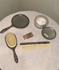 Vintage Vanity Set Comb  Brush  Mirror  Match Box And Powder Box