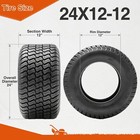 2 Packs 24x12 00-12 Lawn Mower Tires 4ply Heavy Duty 24x12-12 24x12x12 Turf Tyre