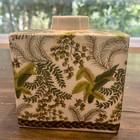 Vibrant Ceramic Tea Caddy Fern Pattern From J Peterman Company Green And White