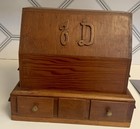 Spool Thread Sewing Box Antique 1930s Custom Made Wood Lg With Cover