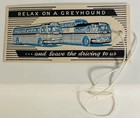 1959 Vintage Greyhound Bus Luggage   Baggage Id Tag   Cord Relax On A Greyhound