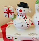 Rare Vintage Holt Howard Snowman Trio Christmas Candle Holder Japan