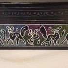 Vintage Olinal   Lacquer Box - Mexican Folk Art - Hand-etched Rayado Animal Motif