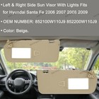 Pair Beige Side Sun Visor W light For Hyundai Santa Fe 2006-2009 852100w110j9