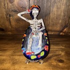 Mexican Talavera Skeleton Figurine In Bathtub     Day Of The Dead Hand-painted 10   