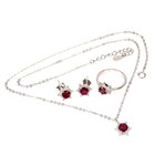 925 Sterling Silver Sets Necklace Earrings Ring Round Ruby 5mm Gemstone Jewelry