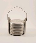 Vintage 1960s Aluminum Coasters W  Caddy  Set Of 7 Daisy Flower Embossed 3    Wide