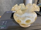 Rare Vintage Fenton Honeysuckle Opalescent Coin Dot Ruffled Edge Rose Bowl