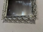 Vintage Pierced Gold Frame Easel Back Vanity Tray  Wall Mirror filigree Ornate