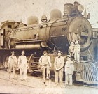 Antique 5x7 Steam Engine Locomotive Rr Railroad Train   Crew Cabinet Card Photo